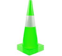 4 Pack 38cm Traffic Safety Cones with Reflective Collars, No Parking Cones| Training Cones| Green Construction Cones| Road Cones for Parking lot, Driveway, Sport and Driving Training, Green