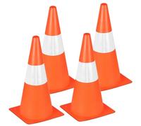 4 Pack 38cm Traffic Safety Cones with Reflective Collars, No Parking Cones| Training Cones| Orange Construction Cones| Road Cones for Parking lot, Driveway, Sport and Driving Training