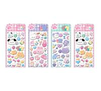 4-Pack 3D Foam Paw Print Stickers 22.5x10.5cm, Cute Soft Animal Decals for Scrapbook Phone Case DIY, Bear Cat Dog Bunny Theme Cartoon Bubble Stickers (120g)