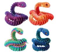 4 Pack 3D Printed Snakes 30cm Flexible Articulated Snake Models Realistic 3D Printed Animals Toys for Home Desk Decor Gift Ideas Stress Relief Fidget Toy and Educational Tools for Animal Lovers
