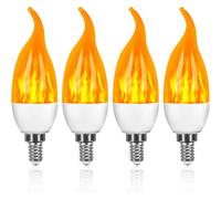 4 Pack 3W E14 LED Flame Light Bulbs with 3 Lighting Modes Decorative Bulb for Halloween, Christmas, Valentine's Day, Wedding Party