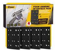 4 Pack 3x5 Inch Soft Foam Sanding Interface Pads for Contour & Edge Sanding, 80x133 mm Hook and Loop Backing Pad, Sponge Cushion Compatible with Festool RTS 400, RTSC 400 & Mirka DEOS 353 Sander
