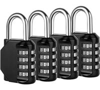 4 Pack 4 Digit Combination Pad Lock Resettable Combo Lock Security Lock Steel Anti Rust and Waterproof Best for Gate Fence Gym and Employee Luggage Hasp Cabinet Storage Toolbox Sports Locker