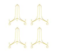 (4 pack)4 Inch Gold Iron Small Plate Stand Holder, Picture Easel, Display Stand For Cookie, Photo,Placecard or at Weddings, Birthday Party