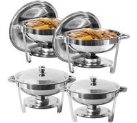 (4 pack, 4 QT/3.5L) Round Chafing Dish Buffet Server Stainless Steel