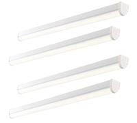 4 PACK 4ft Emergency Batten Light - 24.5W Cool White LED - Gloss White & Opal