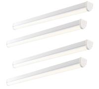 4 PACK 4ft Emergency Batten Light - 24.5W Cool White LED - Gloss White & Opal Loops White One Size