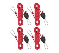 4 Pack 4mm Outdoor Guy Lines Tent Cords Lightweight Camping Rope,Aluminum Guylines Adjust For Tent Tarp, Canopy Shelte(Red)