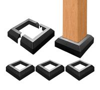 4 Pack 4X4IN Aluminum Split Deck Post Base Cover, Solid Fence Trim Skirt, Post Foot Protection Replacement for Porch Stairs Outdoor Decor Railing (6.5x6.5IN Outer Size) Matte Black