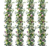 4 Pack 5.68 FT Artificial Daisy Flower Garland with 3D Butterfly,Hanging Fake Flowers Greenery Eucalyptus Garland Floral Vines for Home Wedding Party Table Room Spring Summer Decor