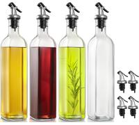 4 Pack 500ml Olive Oil Dispenser Bottle Glass Pourer Drizzle No Drip Kitchen