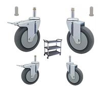 4 Pack 50mm Lockable Rubber Wheels for Serving Carts Sturdy Replacement Casters for Kitchen Trolleys 2 Swivel + 2 with Brake Wheel Set for Bar Carts