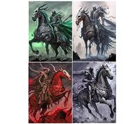 4 Pack 5D DIY Diamond Painting Large Pictures 40x50 cm Diamond Painting Four Riders of The Apocalypse (Conquest/Slaughter/Famine/Death) Diamond Art Adults Painting by Numbers Cross Stitch Mosaic
