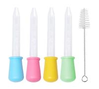 4 Pack 5ml Liquid Droppers, Silicone Pipettes Dropper, Graduated Liquid Transfer Dispenser Pipettes, Clear Plastic Pipette with Cleaning Brushes for Crafts & Cooking