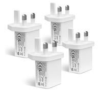 4 Pack 5V 2A 10W White USB Plug Adapter, 100V-240V Input, 5V 2A Output for Phone, Tablet, Speakers, USB Fan, Mirror Lights and More Devices, UKCA Listed