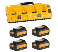 4 Pack 6.0Ah Repalcement for DeWalt 18V Battery DCB200 and 4 Ports Rapid Replacement Charger DCB104 for Dewalt, Compatable with Dewalt Battery, Charger and Cordless Tools