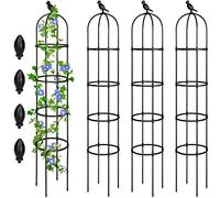 4 Pack 6 ft Garden Obelisk Trellis for Climbing Plants Outdoor Rustproof Rose Trellis for Pots Tall Tower Plant Trellis Metal Garden Trellis for Outdoor Indoor Vines Flower Plants Support (Black)