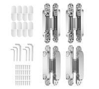 4-Pack 6 inch Hinge for Doors Invisible Hinges Concealed Hinges Zinc Alloy 180 Degree Swing Hinge 3 Way Adjustable Butt Silent Door Hinge 6 x 2.5 x 1 inch (Silver)