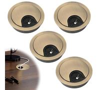 4 Pack 60mm Desk Cable Grommets, Zinc Alloy Round Desk Cable Grommet, Bronze Cable Hole Cover for Desktop Cable Organizer, Cable Management on Desk for Office and TV Cabinet