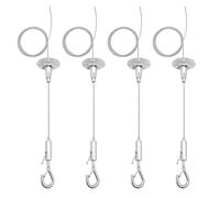 4 Pack 6ft Ceiling Sign Hanger Wire Kit, 2m Adjustable Suspension Hanging Cable Wire with Hook Wall Mount Suspension Cable for Art Work LED Screen, Billboard, Lights ,Mirror Picture , Holds Up to 10KG