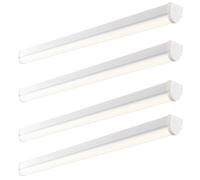 4 PACK 6ft Emergency Batten Light - 52W Cool White LED - Gloss White & Opal Loops White One Size