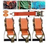 4 Pack 6M Ratchet Tie Down Straps 50mm Heavy Duty 3000Kg Cargo