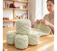 4 Pack 6MM Chunky Chenille Yarn, Soft Thick Knitting Yarn | plush thick yarn with cozy texture, great for hand knitting.perfect for handmade cushions, scarves and home decor accessories