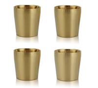 4 Pack 6oz 175ml Golden Small Stainless Steel Cups, Double Wall Metal Drinking Cups, Unbreakable Metal Drinking Glasses for Indoor and Outdoor Use