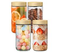 4-Pack 700ml Glass Mason Jars with Screw Lids - Leakproof Overnight Oats Containers, Wide-Mouth Salad & Yogurt Pots for Snacks, Cereals, Coffee, Spices,Pickling & Meal Prep(Airtight Food Storage Jars)