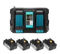 4 Pack 8.0Ah 18V Battery Replacement for Makita 18V Battery with Charger, Compatible with Makita Battery 18V BL1850B BL1840B BL1830B BL1835 BL1840 BL1850 Cordless Tool Battery with LED Indicator