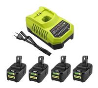 4-Pack 8.0Ah 18Volt Replacement Battery for Ryobi Battery 18V + P117 Charger Compatible with Ryobi 18V RB18L50 RB18L40 P102 P103 P104 P105 P106 P107 P109 Cordless Tools with LED Indicator