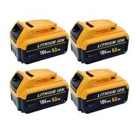 4 Pack 8.0Ah DCB184 Replacement Battery for Dewalt 18V/20V Lithium-Ion Battery, Compatible with Dewalt 18V Tools Replace for DCB200 DCB184 DCB101 DCB107 DCB112 DCB105 DCB115 DCB203