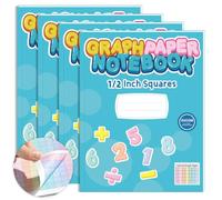 4 Pack 8.5”×11” Colored Graph Paper Pad Math Graph Paper Notebook 1/2 Inch Squares Large Quad Ruled Grid Colored Grid Notebook Exercise 120 Sheets for Kids Dyslexia School Handwriting Planning