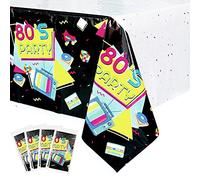 4 Pack 80s Plastic Party Tablecloths - Back to The 80s Party Decorations 80’s Party Table Cover for 80s Theme Birthday Party Supplies Throwback Birthday Party Decoration