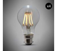 4 Pack - 8W B22 Gls Led Light Bulb 4100K Standard Straight Filament Dimmable - Se Home