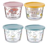 4 Pack 9 OZ Small Cute Glass Containers with Lids,Clear Food Jars Airtight Glass Food Container for Food Portion,Overnight Oats,Pickles,Dipping Sauce,Snack,Yogurt (pink yellow blue)