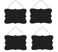 4 Pack 9x7 inch Wooden Double Sided Hanging Chalkboard Signs, Vintage Erasable Message Board Sign with Hanging String for Wedding Kitchen Party Decoration (23 x 18 cm)