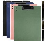 4 Pack A4 Clipboard Folders with Cover - Foldover Document Organiser & Writing Pad File Folder - A4 Student Report File Folders for Students & Office-with Pen Holder & 2 Pens for School Office Supply