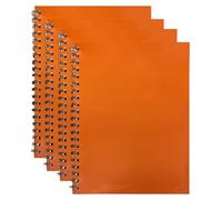 4 Pack | A4 Spiral Notebook - Bright Orange Twin Wire Bound A4 Lined Notebooks with 140 Ruled Pages, 68 GSM Paper & Flexible Cardboard Covers, Writing Pads for School, College, Office & Journaling