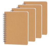 4 Pack A6 Spiral Notebooks Left & Right Flipping, Wirebound Notebooks Pocket-Sized Kraft Cover Ruled Journals, 100 Pages Each (50 Sheets), 8mm Line Spacing - Ideal for School, Office & Travel