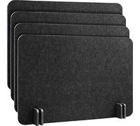 4 Pack Acoustic Desk Divider Desk Partition - Freestanding Privacy Panel 16 x 24 Inches Noise Reducing Partition for Office Table Standing Student Study Reception Area(Black Gray)