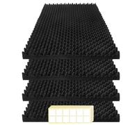 4 Pack Acoustic Foam Panels, 48 x 24 x 2" Sound Absorbing Panels High Density Studio Wedge Tiles Fire Resistant Acoustic Panels for Home,Office, Recording Room, Studio (Black, 4 Pack)