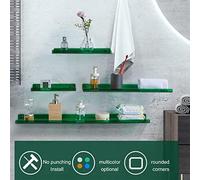 4 Pack Acrylic Floating Shelves, Wall Mounted Invisible Bathroom Shower Shelf, for Home, Bedroom, Kitchen Storage, Living Room Decor(4Pcs, Green)