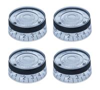 4-Pack Acrylic Guitar & Bass Volume/Tone Control Knobs - 26mm Dome-Style with 6mm Shaft Fit, Black/Gold/Transparent, Compatible with Electric Guitar, Bass, Les Paul, and for STRATOCASTER