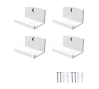 4 Pack Acrylic Record Holder Wall Mounts Transparent Black White Vinyl Record Shelf Organizer Storage Without Floor Space Living Room Music Studio Decor(White)