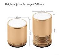 4-Pack Adjustable Bed Risers for Furniture - 47-79 mm Height-Increasing Foot Pads with Non-Slip Silicone Base, Noise-Dampening Metal Legs, for Easy-(Gold)