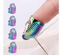 4 Pack Adjustable Metal Sewing Thimbles S+M - Finger Protector for Quilting Embroidery Needlework and DIY Craft Safety Use