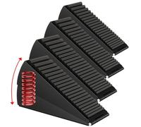 4 Pack Adjustable Spring Door Stoppers Heavy Duty, 3 Inches High Tall Large Metal Door Wedge Stopper, Strongest Rubber Doorstop for Bottom of Doors, Stainless Steel Doorstop for Any Heavy Doors