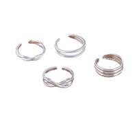 4 Pack Adjustable Toe Rings Foot Jewelry Set Travel Friendly Toe Jewelry Alloy Texture for Beach Parties Weddings Beach Toe Rings