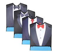 4 Pack Adult Bibs for Men Funny, Macause Elderly Washable, Washable Eating Aprons Soft Reusable Waterproof Dining Cloth Protector Patients Women, Black, 46cmx86cm